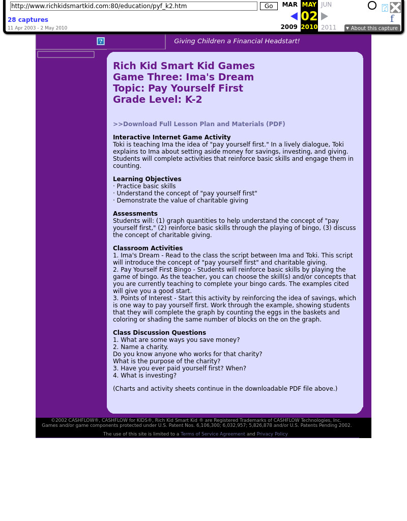 Rich Kid Smart Kid Games Lesson Plan