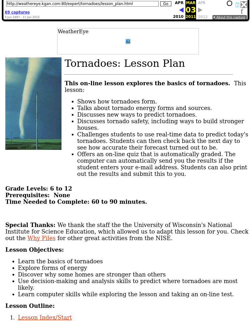 Tornadoes Lesson Plan