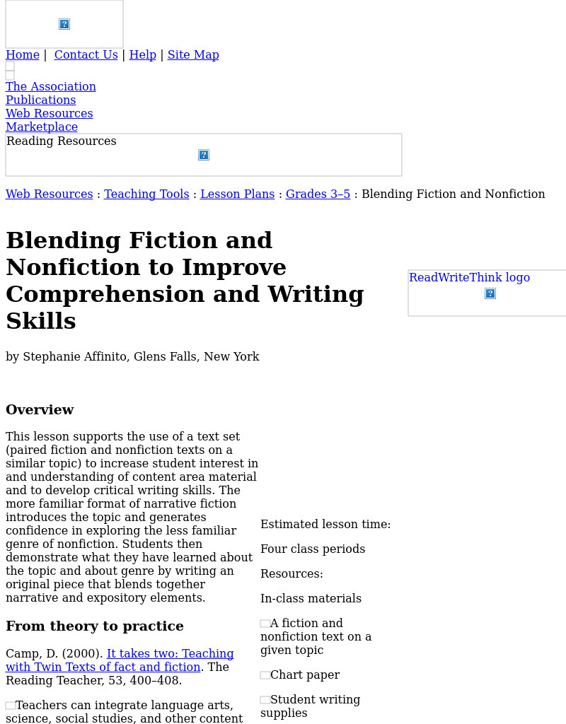Blending Fiction and Nonfiction to Improve Comprehension and Writing Skills Lesson Plan