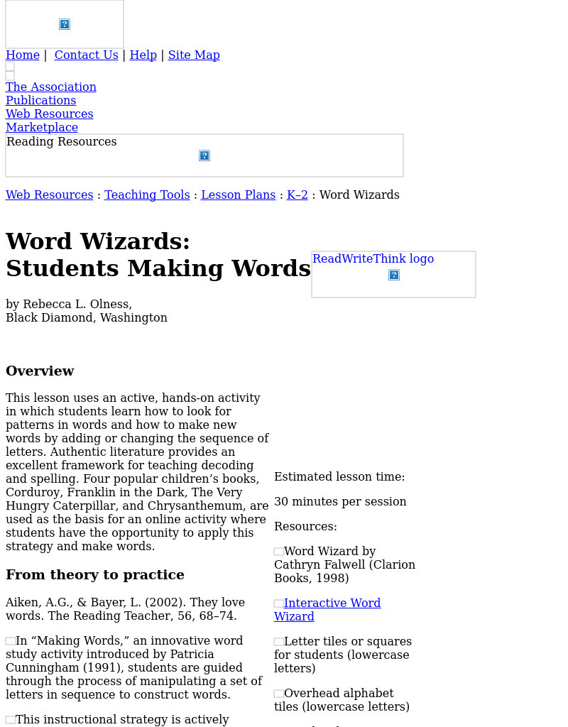 Word Wizards:  Students Making Words Lesson Plan