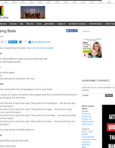 Zoo Song Book Lesson Plan