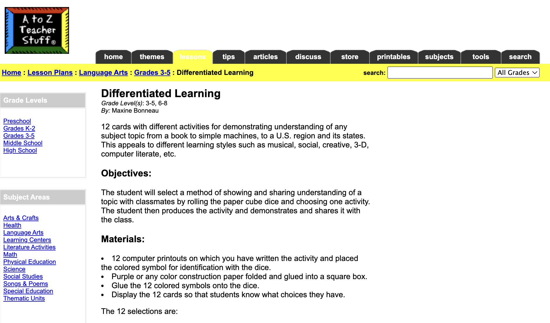 Differentiated Learning Lesson Plan