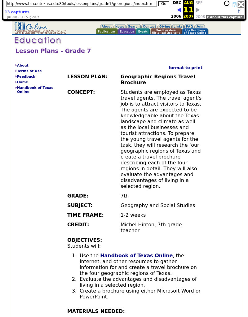 Geographic Regions Travel Brochure Lesson Plan