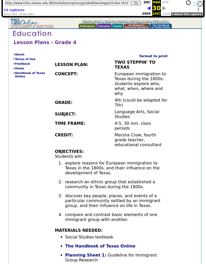 Two Steppin' To Texas Lesson Plan