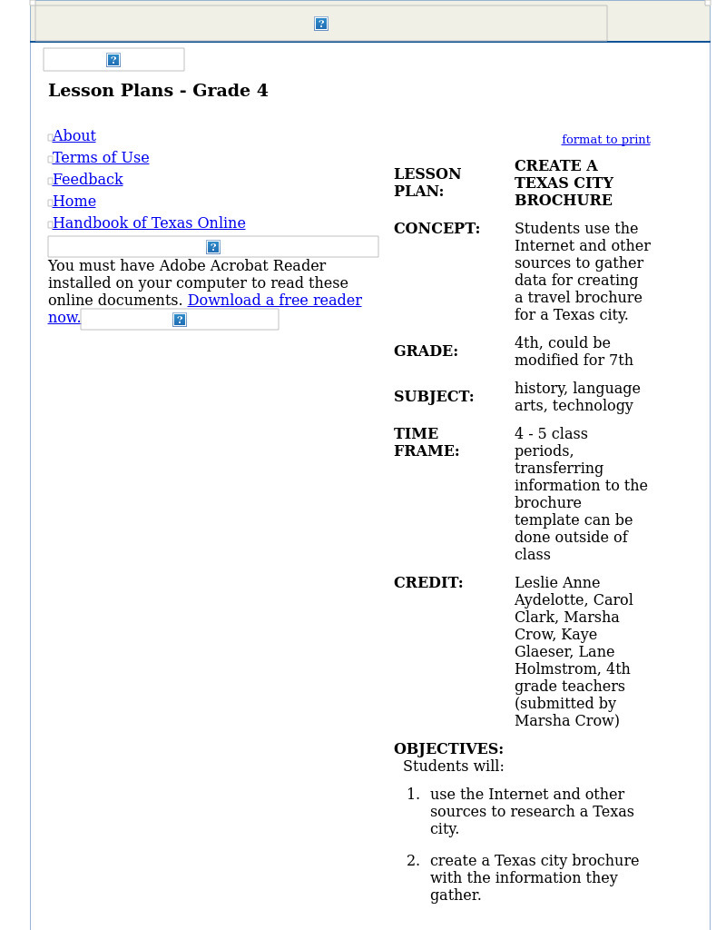 Create A Texas City Brochure Lesson Plan