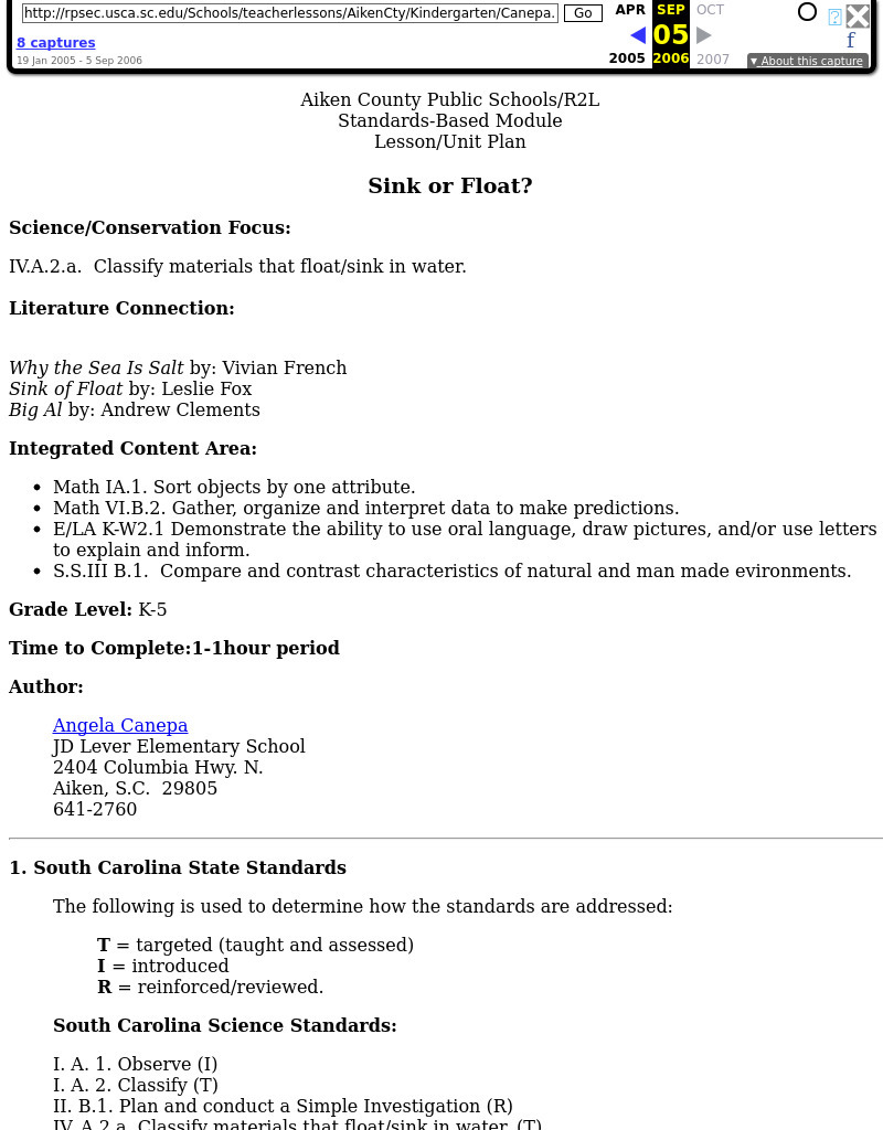 Sink or Float? Lesson Plan