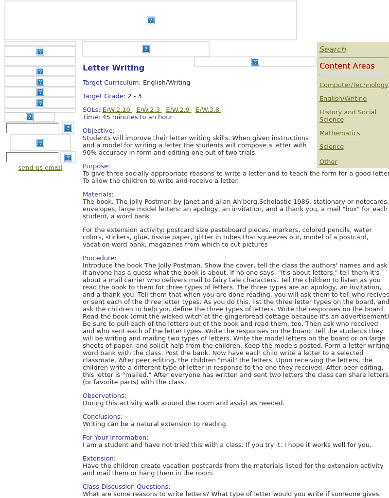 Letter Writing Lesson Plan