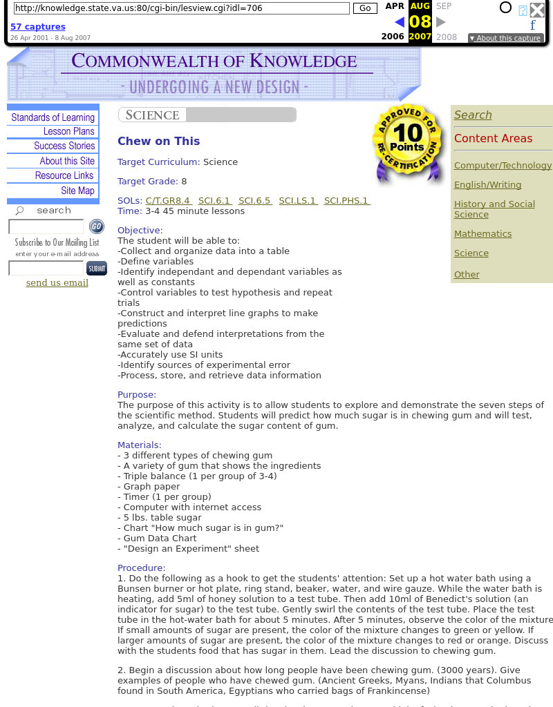 Chew on This Lesson Plan