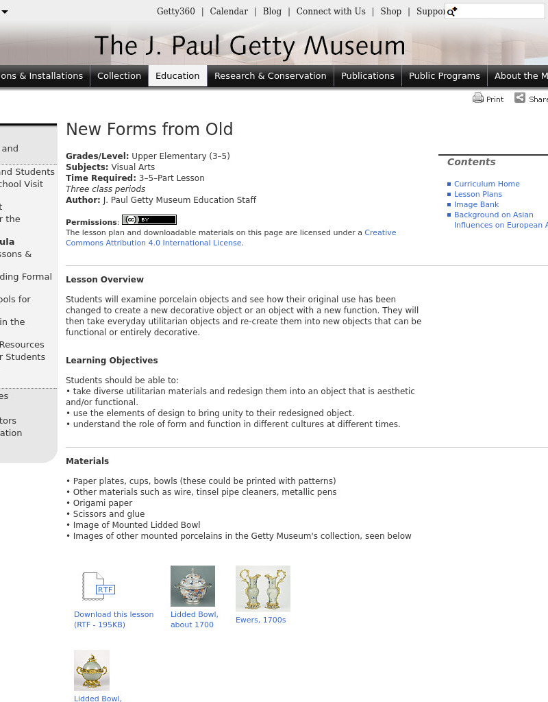 New Forms From Old Lesson Plan