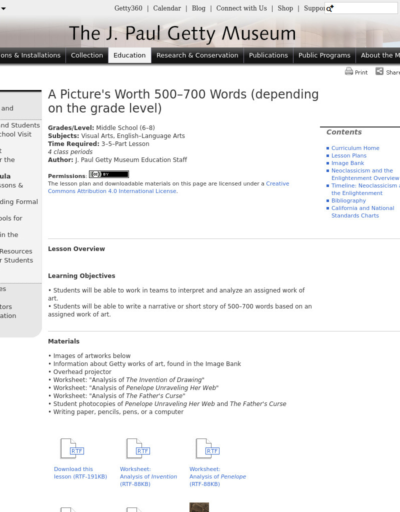 A Picture's Worth 500-700 Words Lesson Plan