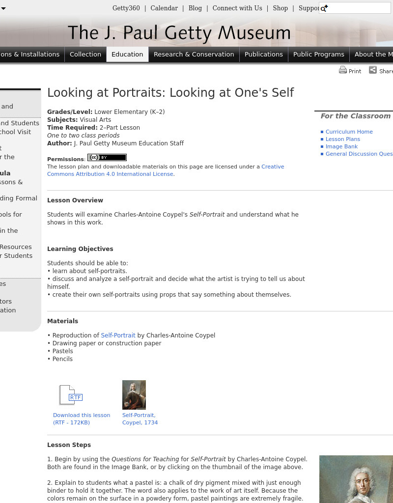 Looking at Portraits: Looking at One's Self Lesson Plan