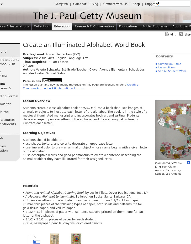Create an Illuminated Alphabet Word Book Lesson Plan