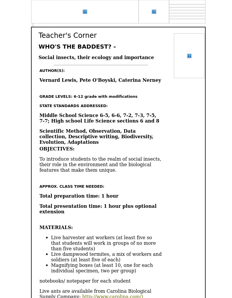 Who's the Baddest? Lesson Plan