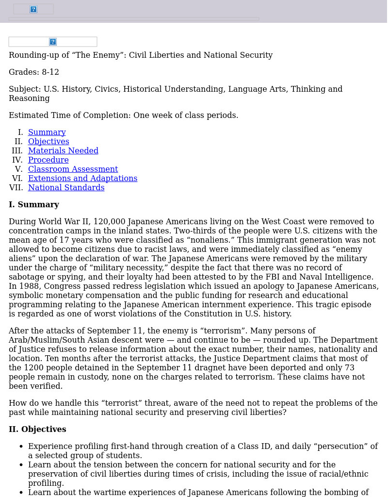 Civil Liberties And National Security Lesson Plan