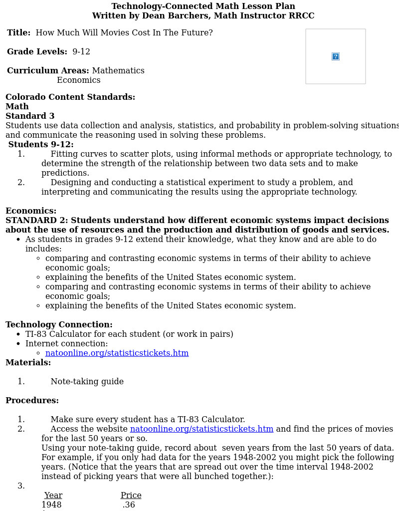 How Much Will Movies Cost In The Future? Lesson Plan