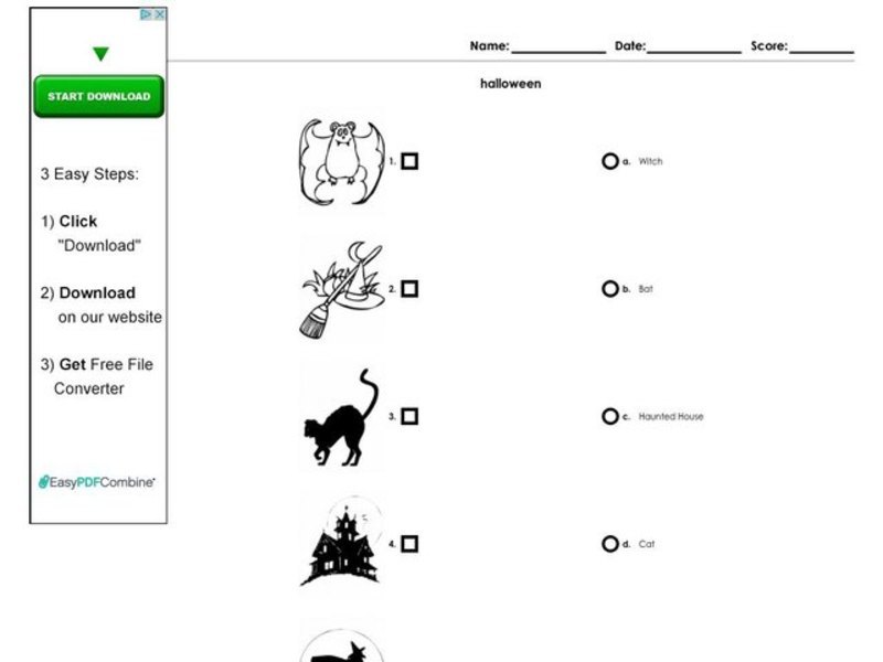 Halloween Worksheet