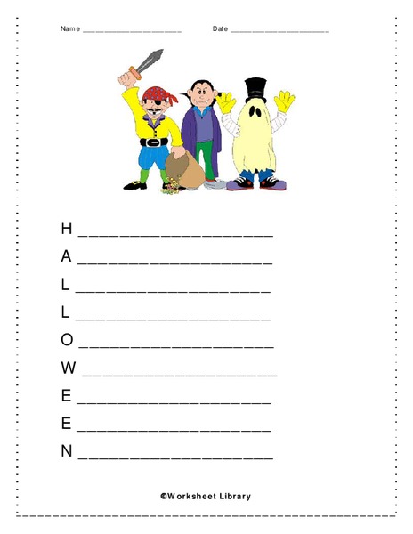 Halloween Acrostic Poem Worksheet