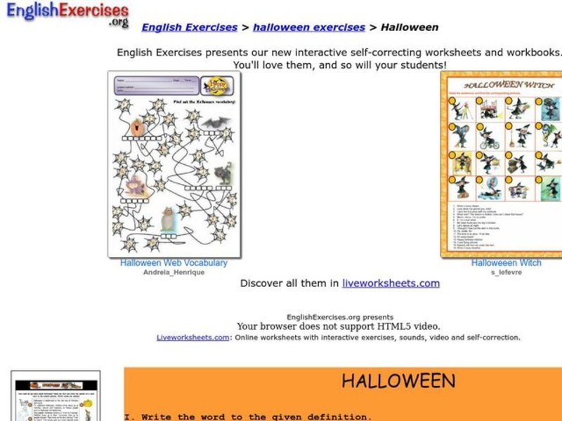Halloween Worksheet