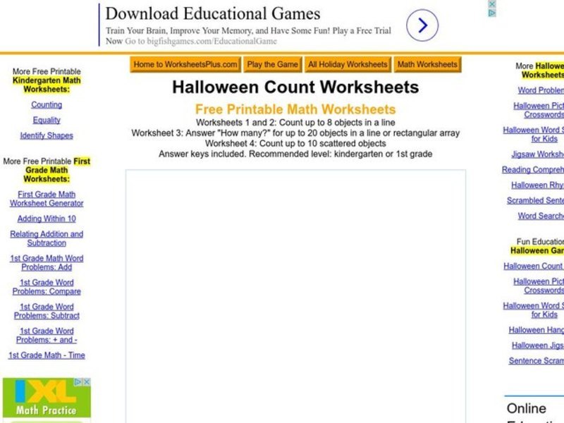 Halloween Count Worksheet