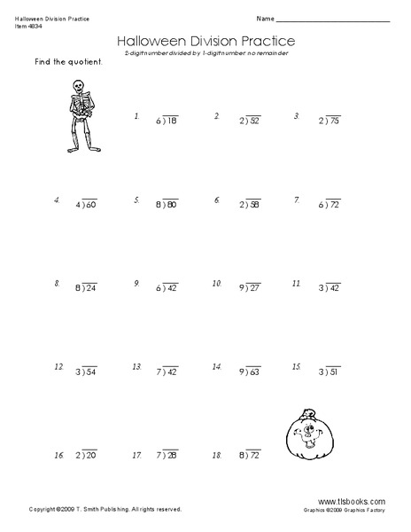 Halloween Division Practice Worksheet