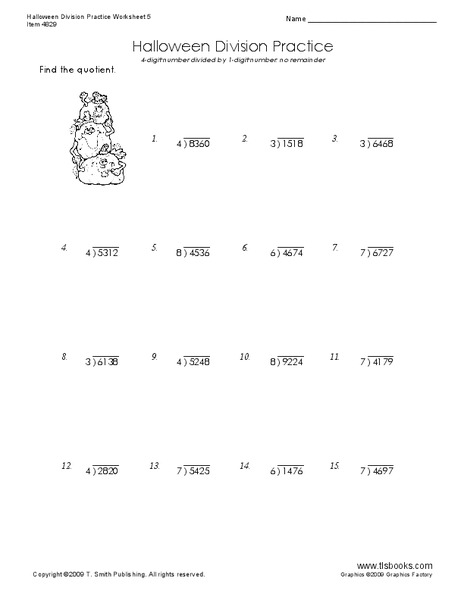 Halloween Division Practice Worksheet