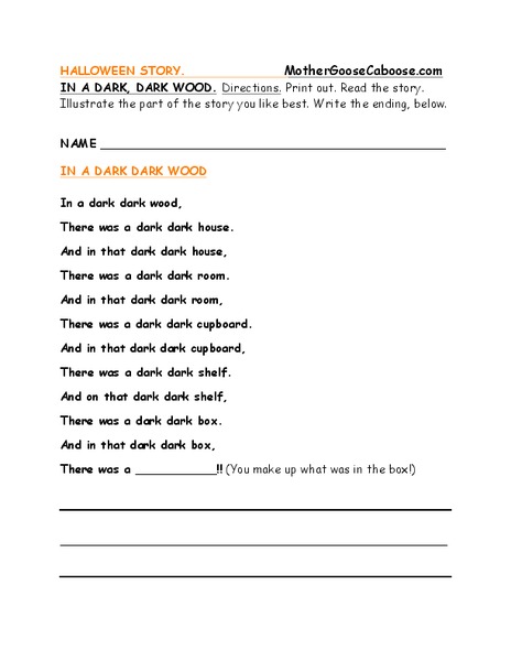 Halloween Story Worksheet