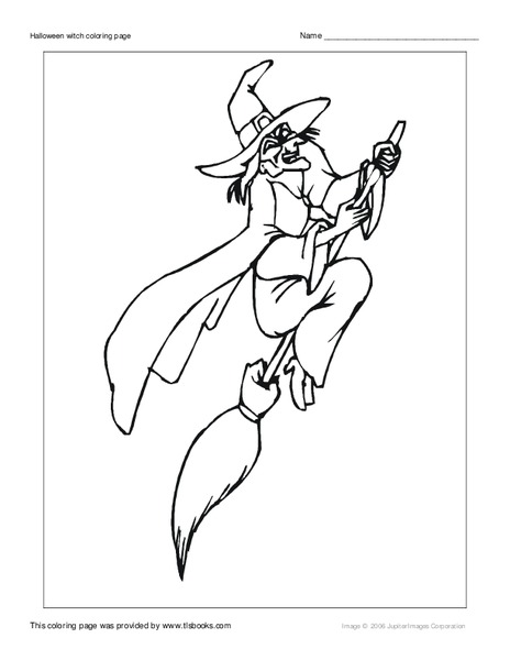Halloween Witch Coloring Page Worksheet