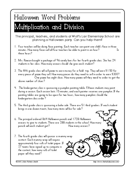 Halloween Word Problems Worksheet