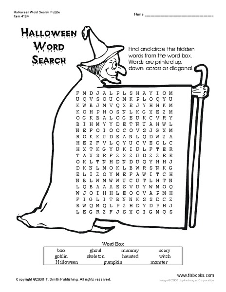 Halloween Word Search Worksheet