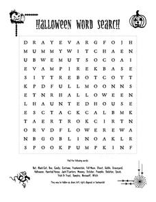 Halloween Word Search Worksheet