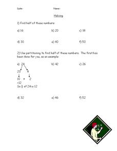 Halving Worksheet