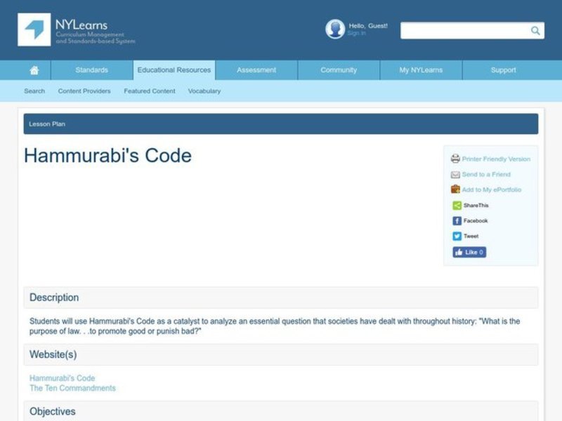 Hammurabi's Code Lesson Plan