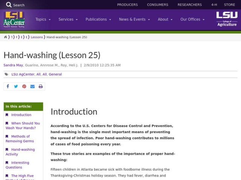 Hand Washing Lesson Plan