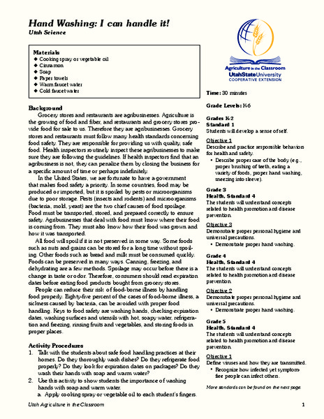 Hand Washing: I can handle it! Lesson Plan