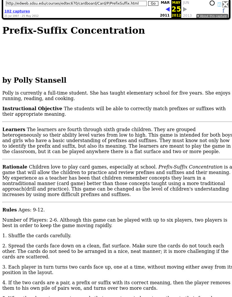 Prefix-Suffix Concentration Lesson Plan