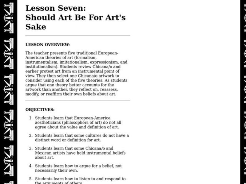 Should Art Be for Art's Sake? Lesson Plan
