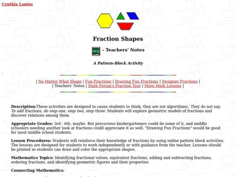 Fraction Shapes: A Pattern Block Activity Lesson Plan