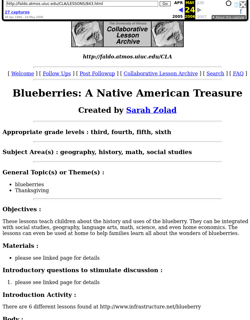 Blueberries: A Native American Treasure Lesson Plan