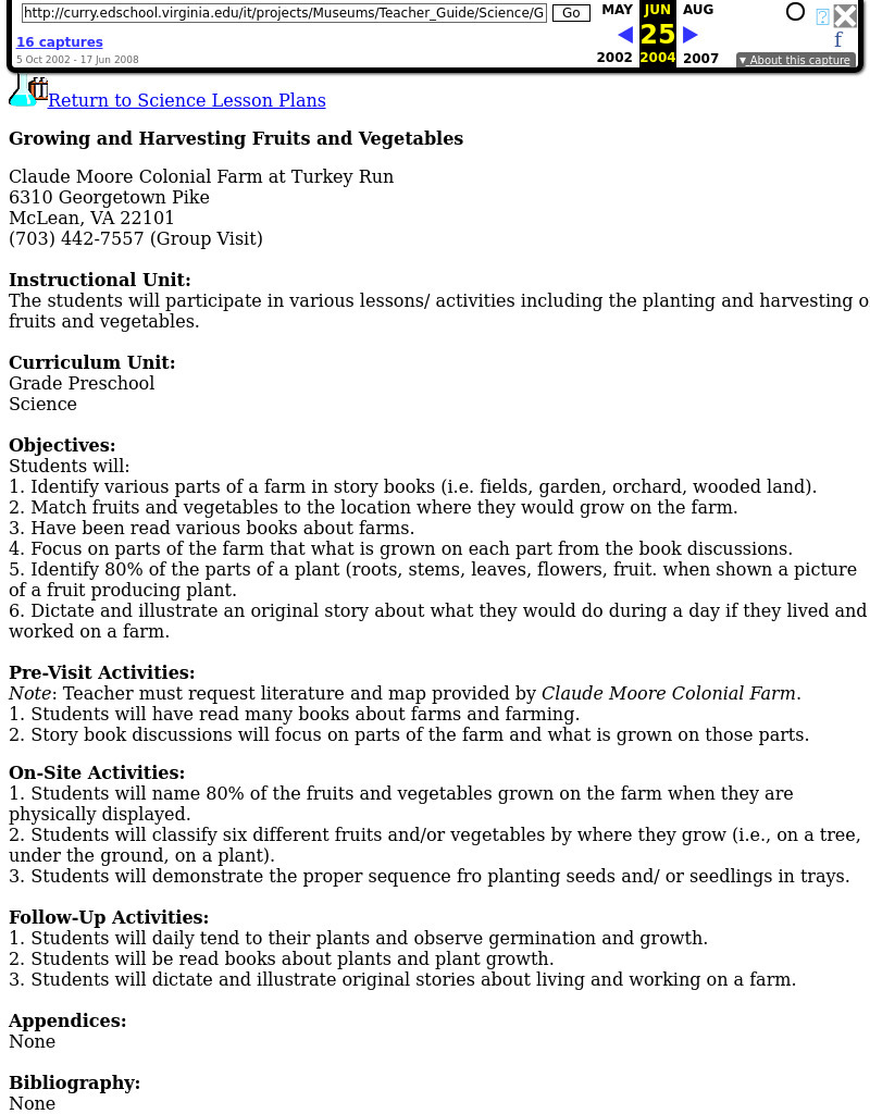 Growing and Harvesting Fruits and Vegetables Lesson Plan