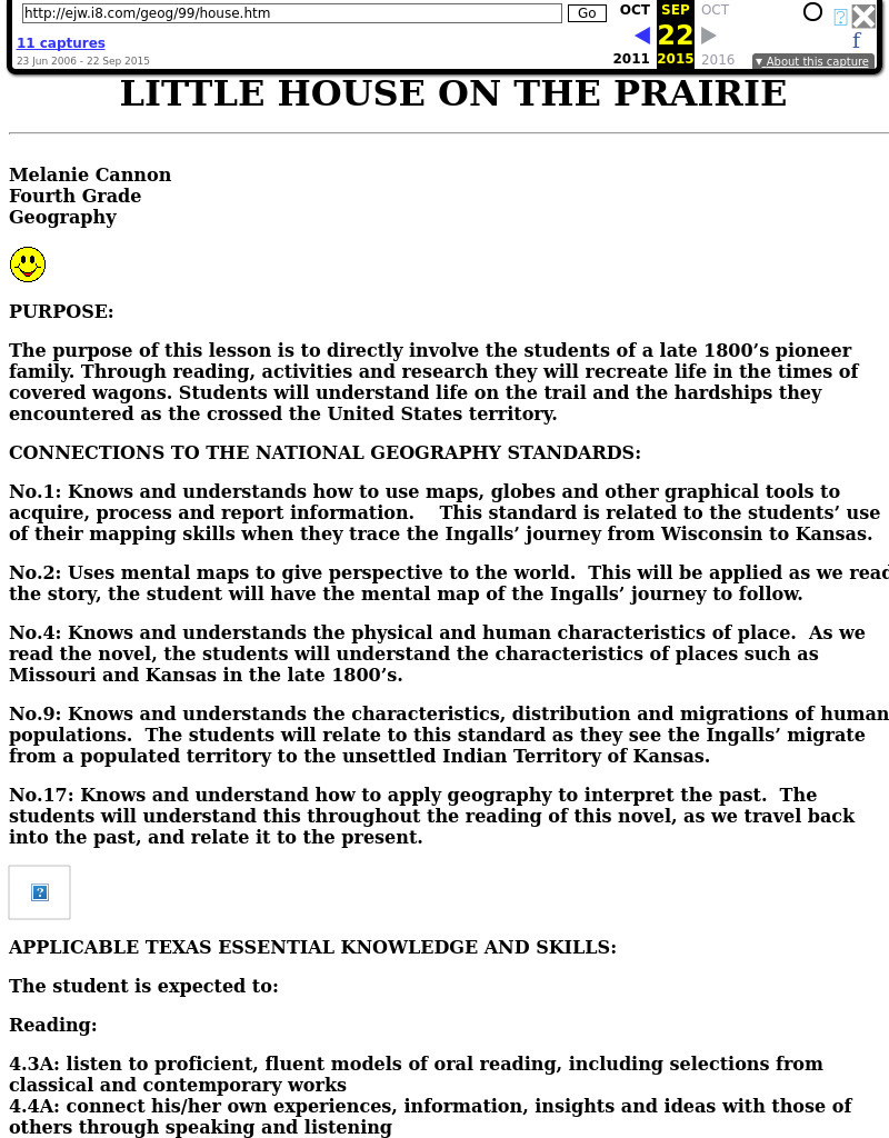 Little House On The Prarie Lesson Plan