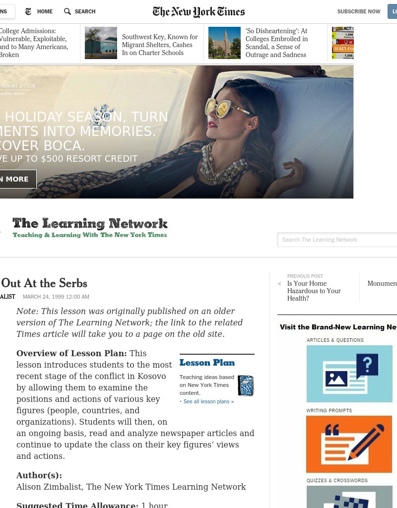 Striking Out At the Serbs Lesson Plan