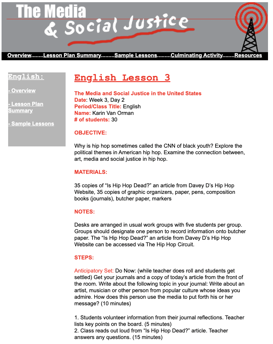 The Media and Social Justice in the United States Lesson Plan