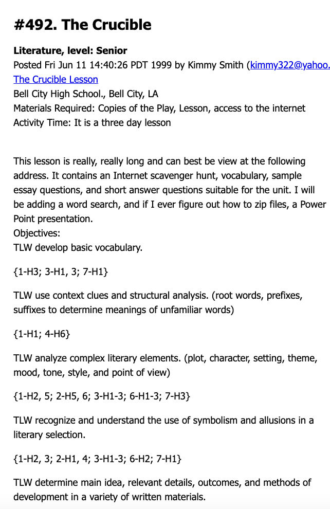 The Crucible Lesson Plan