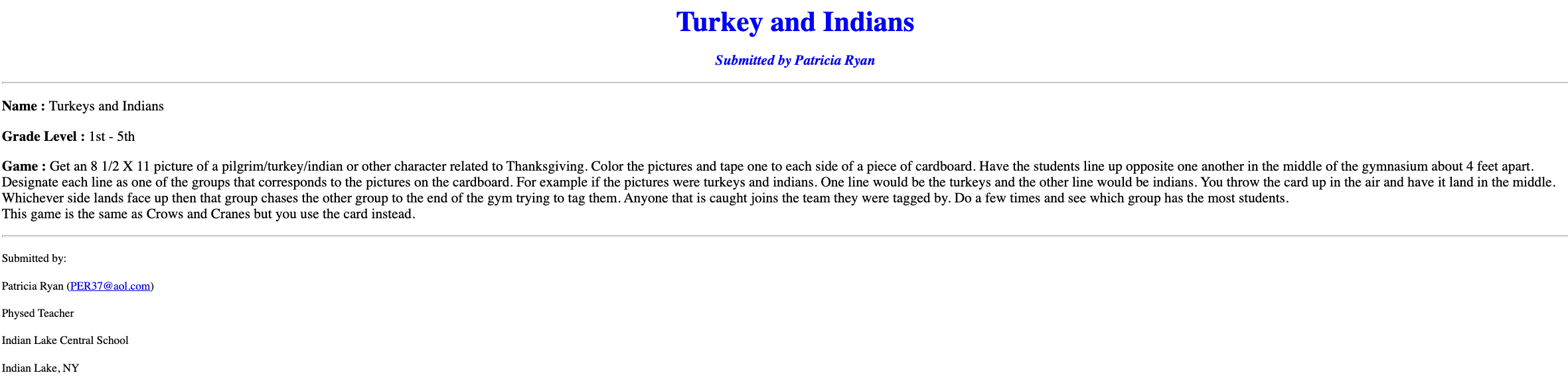 Turkey and Indians Lesson Plan
