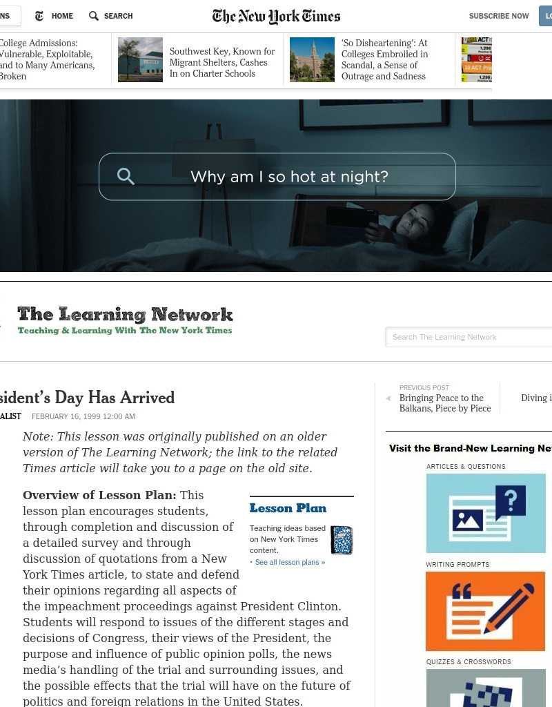 The President's Day Has Arrived Lesson Plan