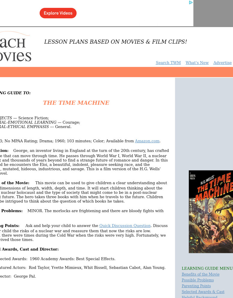 Title: "The Time Machine" - Topics: Science-Technology Lesson Plan