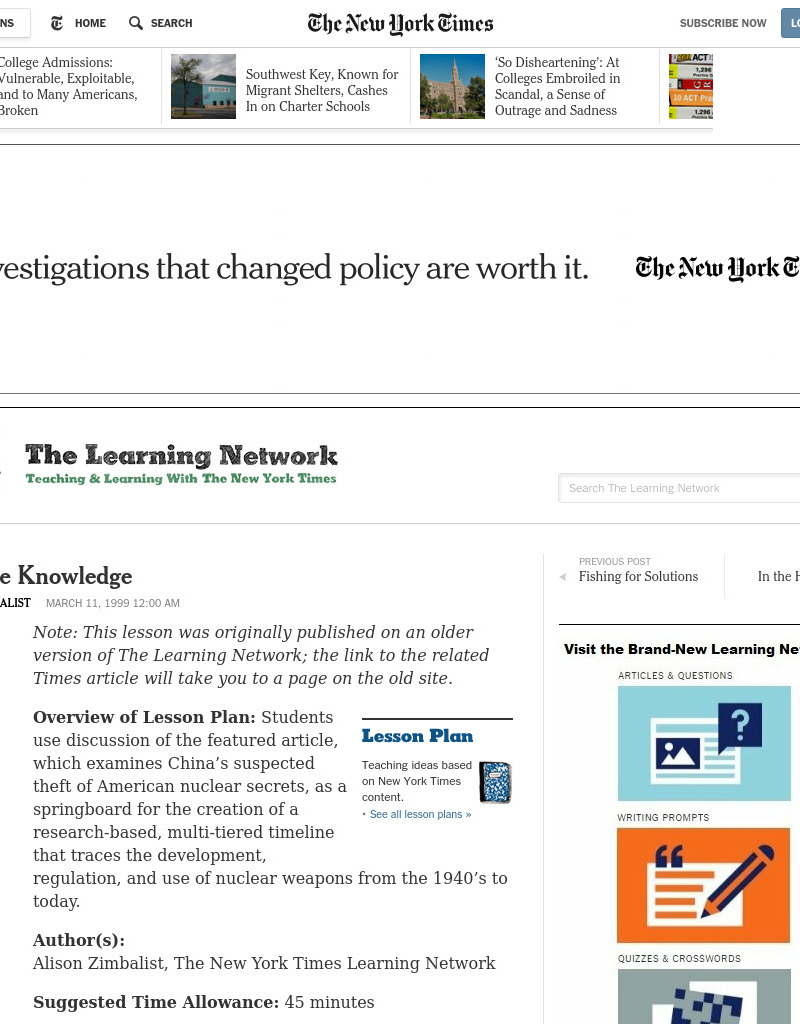 Explosive Knowledge Lesson Plan