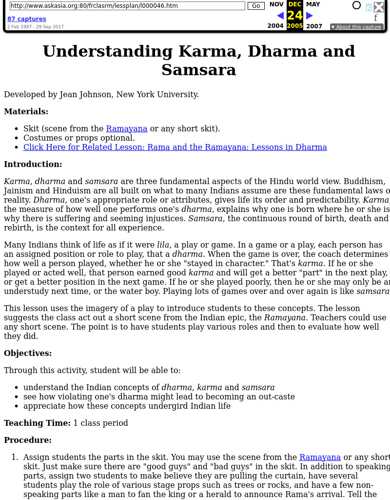 Understanding Karma, Dharma and Samsara Lesson Plan