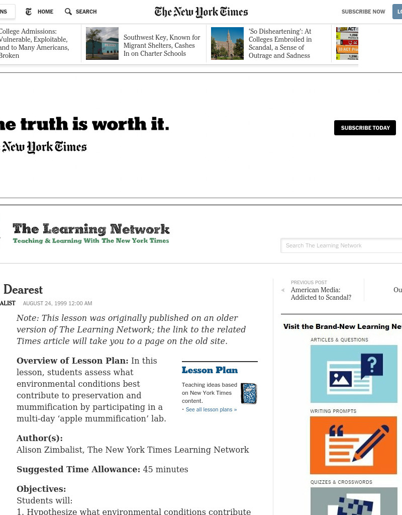 Mummy Dearest Lesson Plan