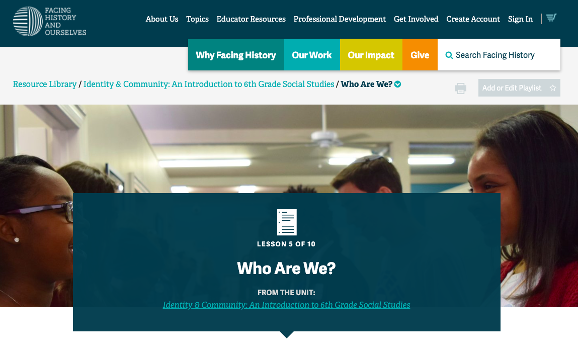 Who Are We? Lesson Plan